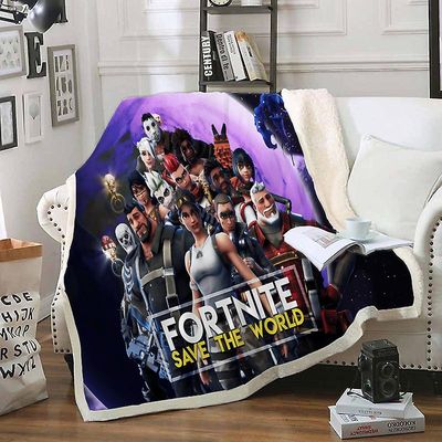 Fortnite spillere tykt teppe kaste sofa myk varm fuskepels fleece F01 (andre personer) Single(130*150cm)