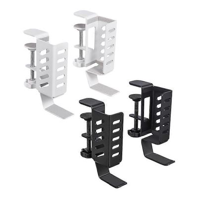 Pöydän puolen kannettavan tietokoneen teline, roikkuva kannettavan tietokoneen pidike toimiston kotiin Clamp on Desk Side Storage Organizer f Musta...