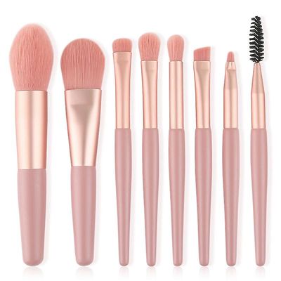 8 Børster Skønhedsværktøjer Blød hår makeup børste sæt træ håndtag bærbare Mini Blush makeup børste sæt Pink