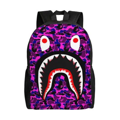 Hip hop naamiointi Bape Shark -reppu Vedenkestävät college-koululaukut Kirjalaukku Matkavaellus Retkeilypäiväreppu Adu-XTYD780