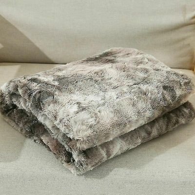 Ylellinen Faux Mink Fur Fleece suuri huopa Shaggy Pehmeä Sänky Sohva Heittää viihtyisä lämmin huopa harmaa 130*160cm