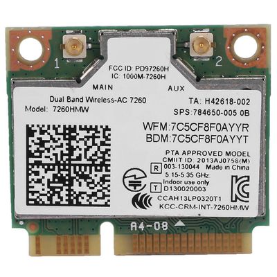 Dual Band AC1200 trådløs adapter for Intel 7260 7260hmw AC Mini PCI-e-kort 2.4g/5g Wifi +bluetooth Hvit grønn