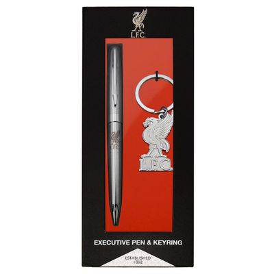 Liverpool FC Pen & Keyringin virallinen jalkapallojohtajan lahja laatikossa Hopea One Size