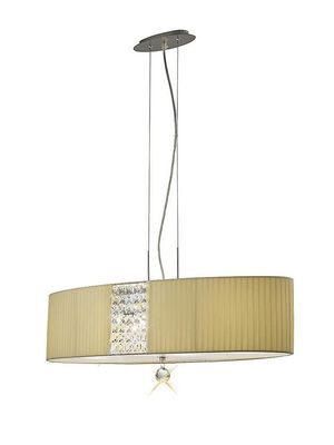 Inspired Lighting Evelyn Loft Vedhæng Oval med Creme Shade 4 Lys poleret Krom, Crystal