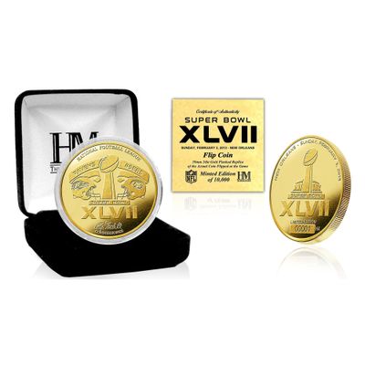 Highland Mint Super Bowl XLVII Gold Flip Coin NFL Coin 39mm, gullbelagt Gull