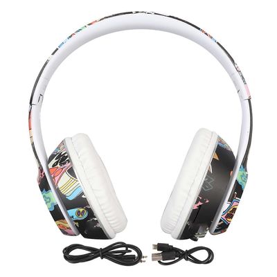 Graffiti Bluetooth-kuulokkeet HiFi-stereo Sisäänrakennettu mikrofoni Muistikortti Langattomat kuulokkeet RGB-valolla Tietokoneelle