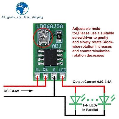 30-1500MA säädettävä vakiovirta LED-ohjain DC 3.3V 3.7V 4.2V 5V PWM ohjauskortti Buck Power -moduuli 5pcs
