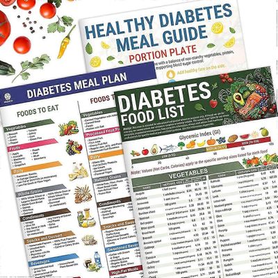 3 kpl diabeteksen ruokaluettelo, tulostettava diabeetikon ruokataulukko, diabeteksen tietotaulukko, vähähiilihydraattinen vitamiini, ateriasuunnitt...
