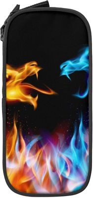 Kerota Punainen sininen lohikäärme tuli vesi penaali kynälaatikko minimalistinen kannettava kestävä vetoketjullinen kynä pussi koulun toimistoon mu...