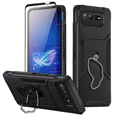 Asus ROG Phone 6 5G / ROG Phone 7 5G PC + TPU puhelinkotelo liukumaton jalusta puhelimen kansi - musta