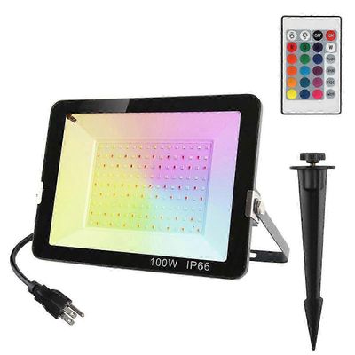 100w ulkona Rgb-väriä vaihtava led-valonheitin erittäin kirkkaalla turvavalaistuksella, kytke monivärinen himmennettävä maisemavalonheitin CN