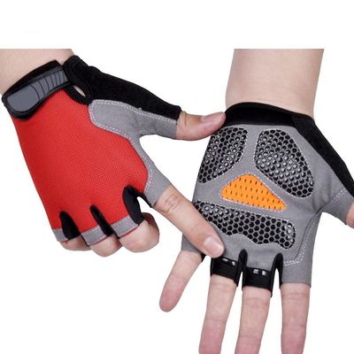 Cykling Anti-slip halvfinger handsker Anti-sved Mænd Åndbare Sportshandsker Anti-shock Bike Cykel handsker Rød