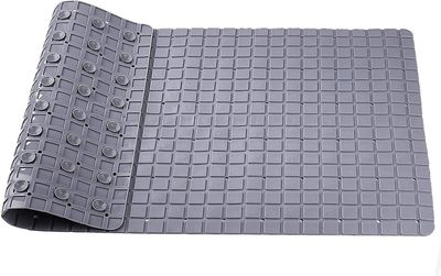 Linkrunning Skridsikker brusemåtte badekarmåtte med sugekop / afløbshuller til badekar og brusere, meldugsikker gulvmåtte, lang 70 x 40 cm grå