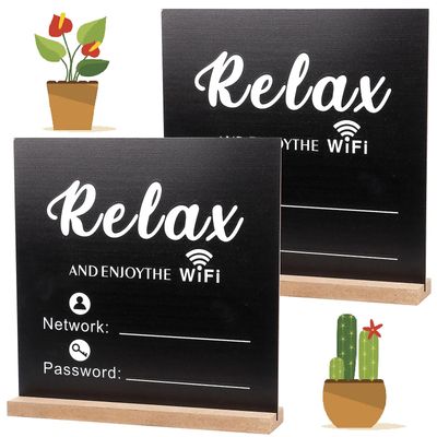 Unbrand 2 stk Wifi-passord Treskilt Tavlebord Midtpunkter Dekor Svart one