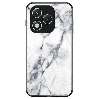 Honor 400 Lite 5G -kotelolle marmorikuvioinen karkaistu lasi + PC + TPU suojaava puhelimen kansi Valkoinen marmori
