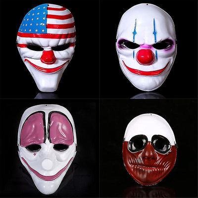 Halloween Hot Scary Klovn Payday 2 Maske Cosplay Masquerade Prop Karneval Maske Joker Dallas Wolf Hoxton Kjeder Film Rekvisitter Maske Rød hode klo...