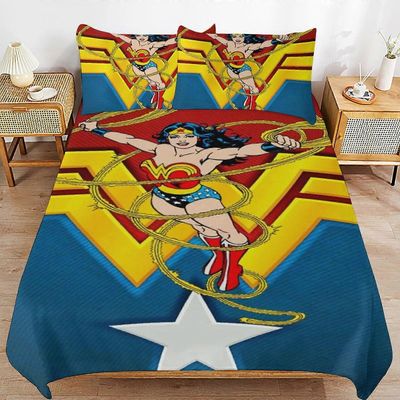 Vuodevaatteet NK182 Wonder Woman vuodevaatteet Erittäin pehmeä ihoystävällinen pussilakana 3 kpl, söpö lohduttaja vuodesetti PC182 King220x240cm