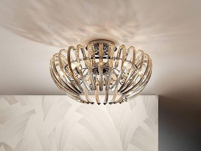 Schuller Lighting Ariadna 9 Lys Krystal Flush Loft Light Chrome, champagne, G9