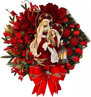 Christmas Kranser Inngangsdør Hengende Berry Garland Xmas Jesus Krans Dekorasjoner 25x22cm1pcs)