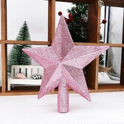 Glitter Star Joulukuusen topper-koristelu Xmas Tree Top -koriste Vaaleanpunainen 15cm