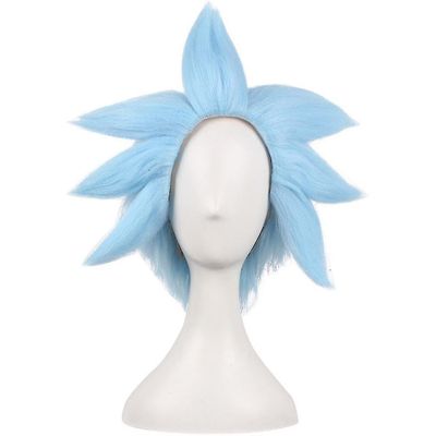 Rick og Morty Anime parykker Ricky Sanchez Cosplay Paryk Cap Blue
