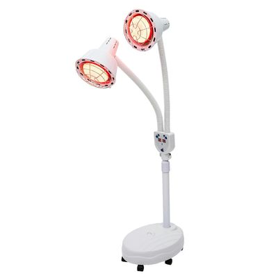 275 W:n infrapunalämpölamppu ruostumattomasta teräksestä valmistetulla verkolla, punaisella valolla, 360 astetta kääntyvällä letkulla, kaksoispää j...