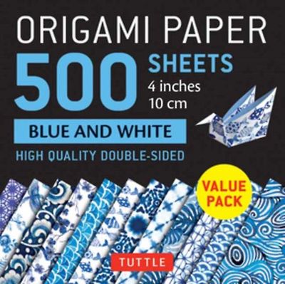Origamipapir 500 ark blå og hvit 4 10 cm