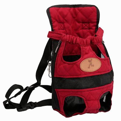 Pet Hund Cat Bag Bag Lille Hund Skuldertaske Udendørs Travel Front Mesh Bæretaske rød L
