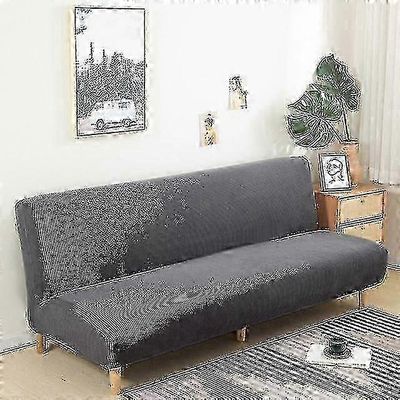 Suuri kädetön vuodesohva slipcover sohvanpäällinen ilman käsinojia Joustava Taitettava Futon-kansi Pölytiivis elastinen irrotettava jacquard Tumman...