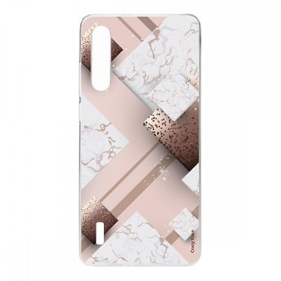Crazy Kase Hull For Xiaomi Mi 9 Lite i blød silikone, pink marmor og chokolade
