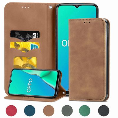 Gangxun Sag For Oppo F15 Magnetisk Lukning Læder Tegnebog Cover Housse Etui Shockproof - Marron