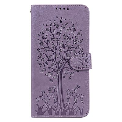 Foxdock Kompatibel med Iphone 8 Plus / iphone 7 Plus etui læderbetræk Præget Etui Coque - Violet træ og hjorte