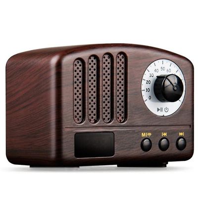 Retroradio- kannettava kaiutin klassinen vintage-tyylinen minikokoinen Bluetooth-kaiutin FM-radiolla (puun väri)