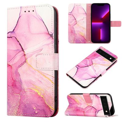 Gangxun Kompatibel med Google Pixel 6 Pro Case Wallet, Marmorkortholder Pu læder tegnebog lilla