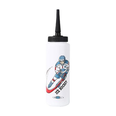 1000ml ishockey vannflaske bærbar høykapasitets fotballflaske klassisk design sportsflaske Hvit