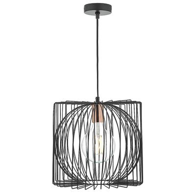 Dar Lighting Taplow Wire Frame Vedhæng Lys Sort & Kobber, 1x E27