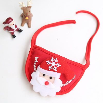 Pet Christmas Hat Drool Håndklæde Bib Teddy Lov Fight Bo Mei Vinter Tøj Kostume Supplies Rød pind gammel mand Within 15 kg