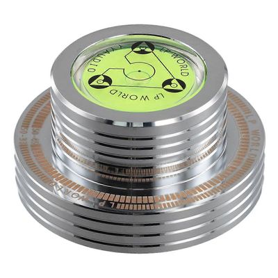 50 Hz: n LP-vinyylilevysoitin levysoittimen levysoittimen vakaajatason painopuristin, jossa on tason nopeuden mittaus musiikkisoittimelle hopea