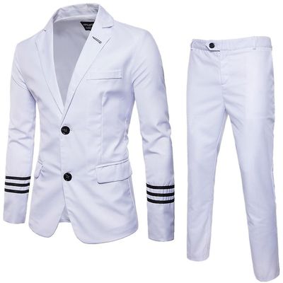 Drupum Business Casual Mænd To knapper passer sæt - dragter + bukser - Asien størrelse S-5XL Hvid XXXL
