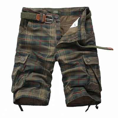 Fxiaoxian Plaid Cargo Short til mænd Grøn 32