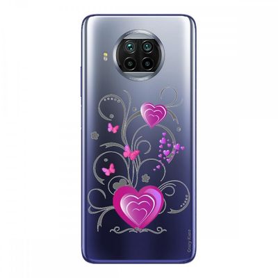Crazy Kase Hull For Xiaomi Mi 10t Lite i silikone fleksibel 1 mm, hjerte og sommerfugl