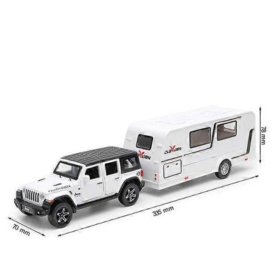 1/32 metalliseos perävaunu matkailuauto auto malli painevalettu metalli vapaa-ajan maastoajoneuvo matkailuauto malli ääni ja kevyt lasten lelulahja...