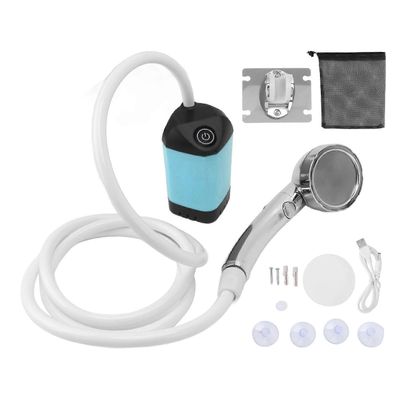 Kannettava suihku retkeilysuihku 3 vaihdetta säädettävä ulkona leirisuihkupumppu sähköinen ladattava kannettava retkeilysuihku sininen