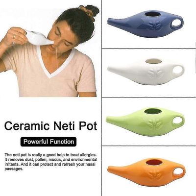 Keraaminen Neti Pot nenänpesusarja Mukava juoksuputki poskiontelon nuha-allergiaan (koko: sininen)