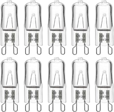 Augro G9 halogeenilamppu 28W 230V, 370LM 2700K lämmin valkoinen himmennettävä, G9-kapselilamput, 10 kpl pakkaus