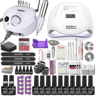 Nail Art Set 120/80/54w Uv Led Lamp Gel Neglelak Sæt Elektrisk neglebor Søm Art Sæt