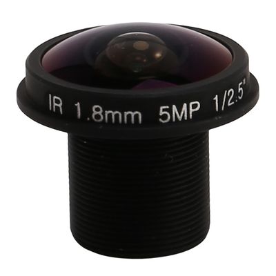 HD Fisheye CCTV Lens 5MP 1.8mm M12x0.5 Mount 1 / 2.5 F2.0 180 grader for Video overvåkingskamera CC svart