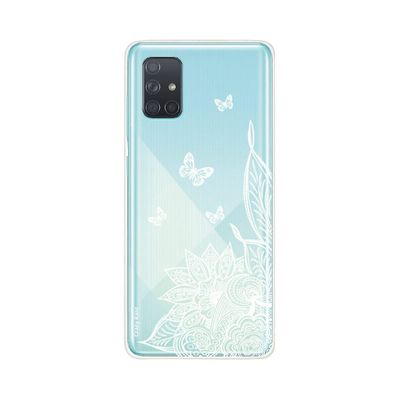 Crazy Kase Skrog til Samsung Galaxy A71 Blød Mandala blomst og hvide sommerfugle