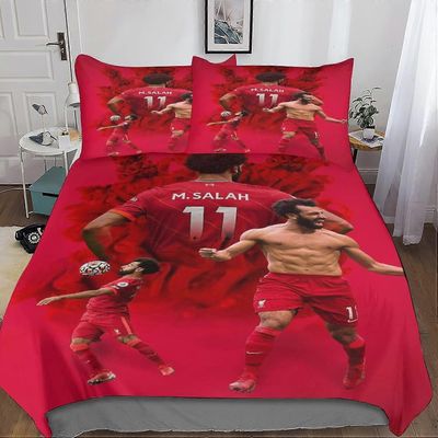 Kerota Salahin pussilakanasetti D, jalkapallotähden painettu vuodevaatesetti tyynyliinalla teini-ikäisille ja aikuisille Single135x200cm