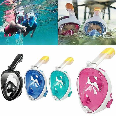 unbrand Snorkel Mask Anti Fog Full Face Svømming Dykking Scuba Goggle Mask for voksne barn Blå L-XL